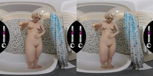 Coroline masturbates in shower with pink vibrator 3d 180 vr