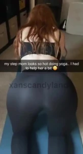 Helping mom with yoga