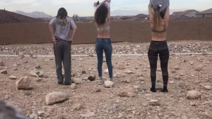 Girls Strip and Pee outside after losing a bet