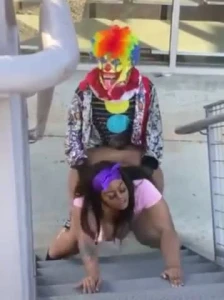 Clown fuck black bbw outdoor in the highway