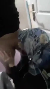 Hijab muslim wife blowjob in bathroom