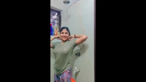 Indian Bhabhi&#039;s see-through wet t-shirt video part 2 3370210