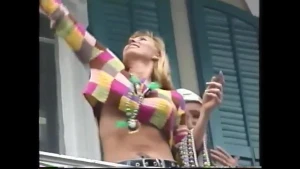 By request, Donna F showing off her military titties at mardi gras