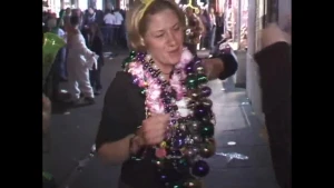 Clarissa P is another military girl showing off her little pierced pair at mardi gras