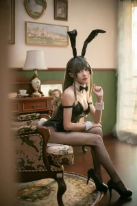 Cospaly Horny Girl with Rabbit suit