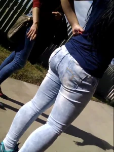 Candid Big Booty friend in tight Jeans