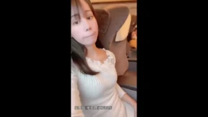 College Asian slut masturbates in the train