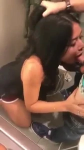 Hot Asian Slut Sucks Cock and Swallows Cum in Public