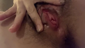 Asian amateur shows off bushy cunt and masturbates 3993986