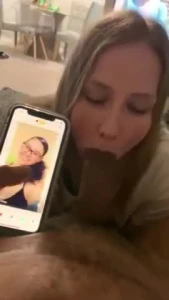 He Swipes on Tinder while she sucks him off