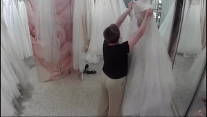 Bride trying the dress