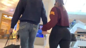 Candid black tights mall ass