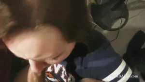 Cutie gets a rough facefuck  but hangs in there for the cumshot